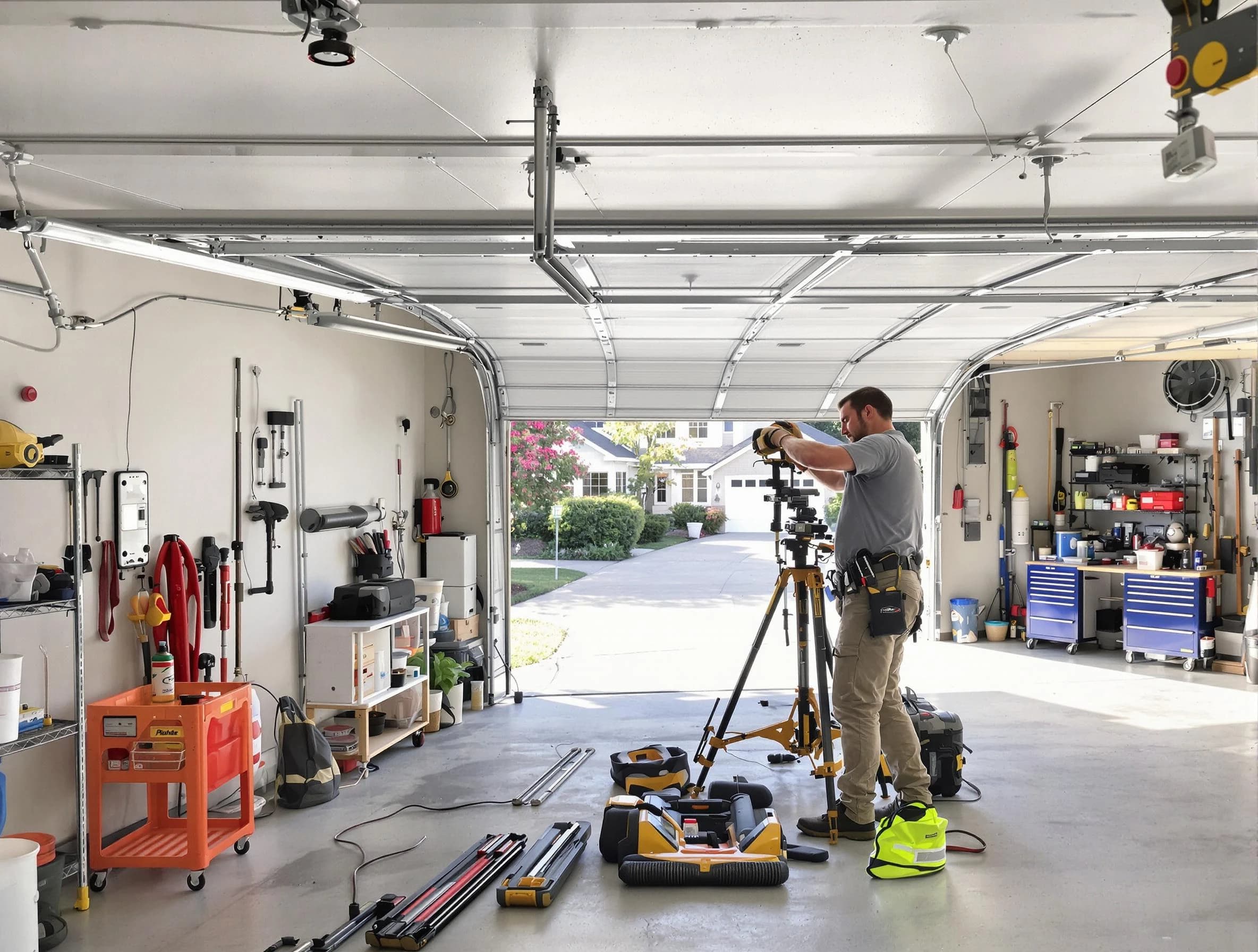 Cherry Hills Village Garage Door Repair specialist performing laser-guided track alignment in Cherry Hills Village