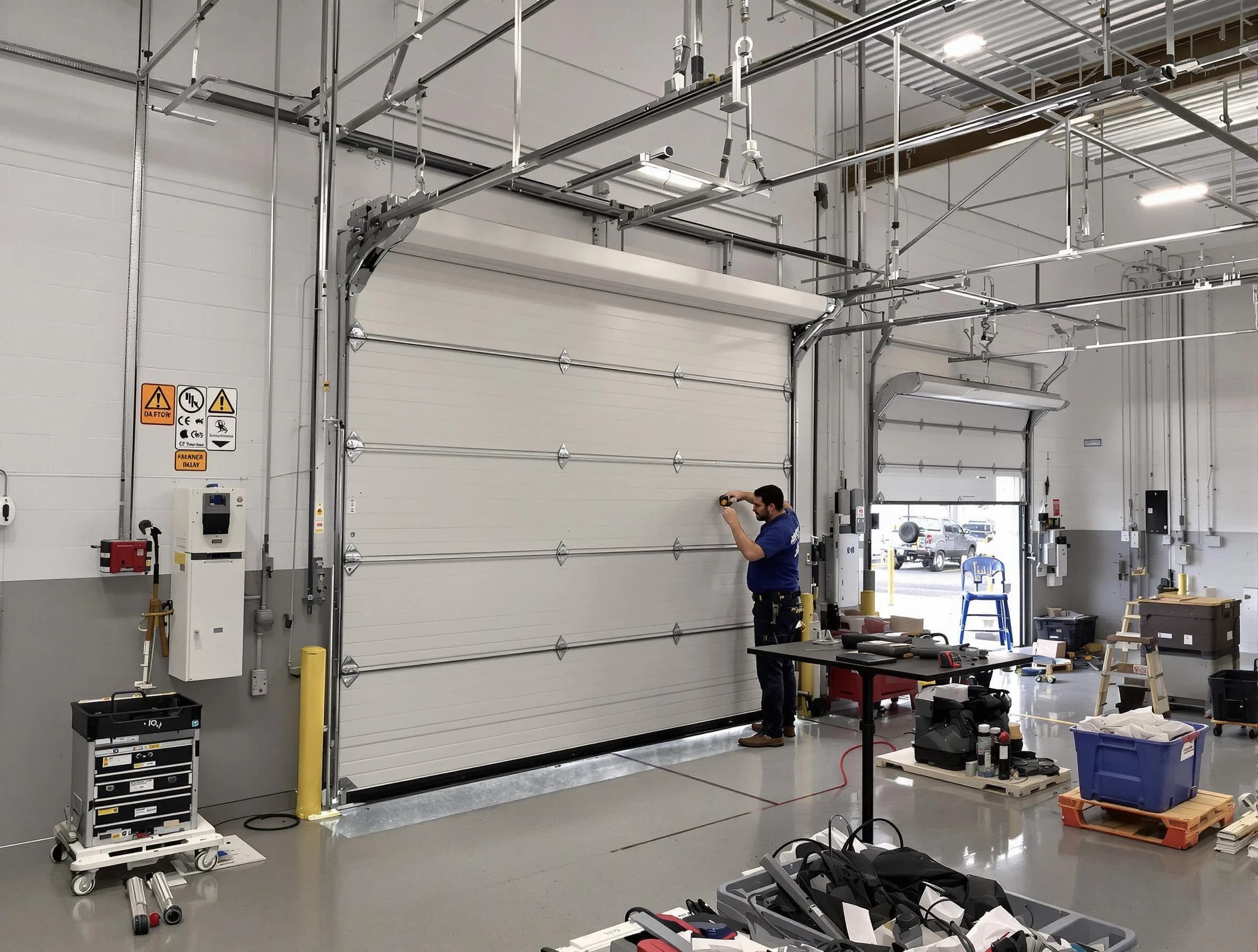 Commercial garage door repair being performed by Cherry Hills Village Garage Door Repair expert in Cherry Hills Village