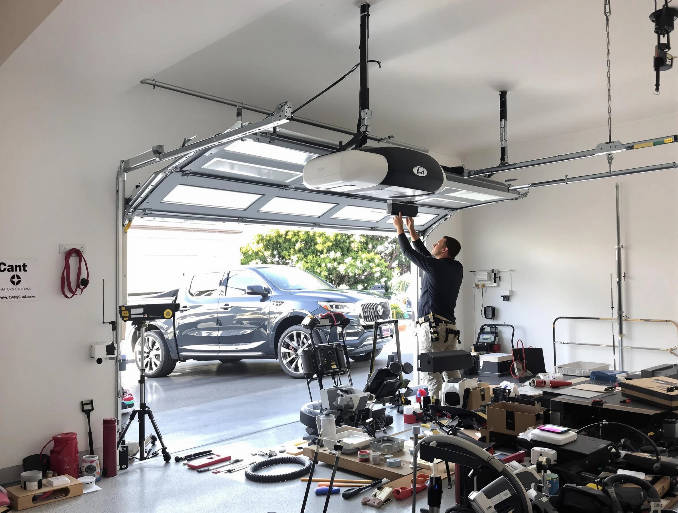 Cherry Hills Village Garage Door Repair specialist installing smart garage door opener system in Cherry Hills Village home