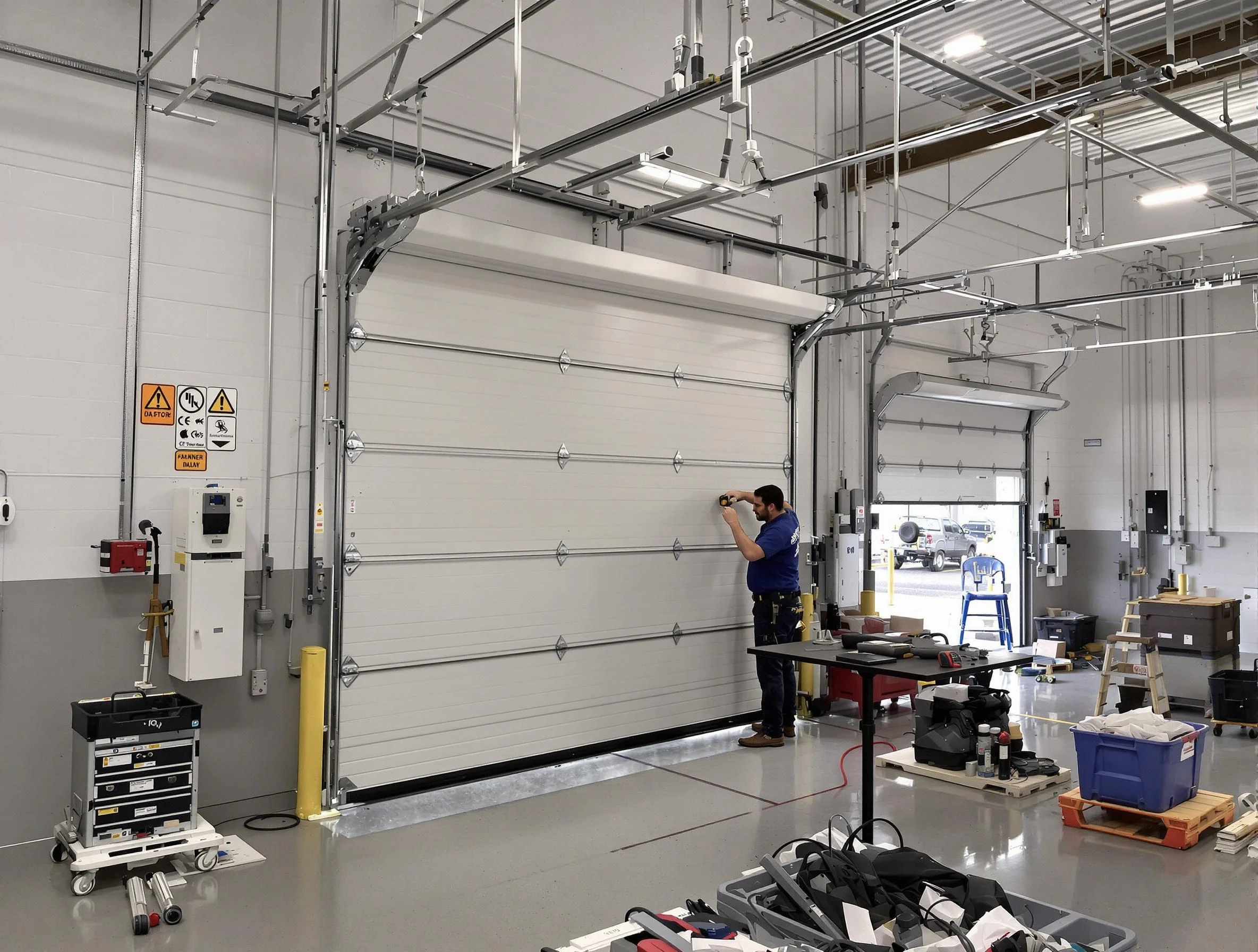 Commercial garage door repair being performed by Cherry Hills Village Garage Door Repair expert in Cherry Hills Village