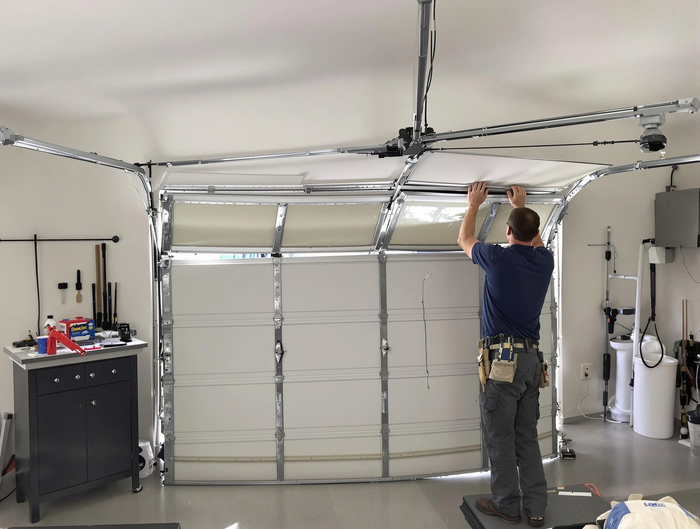 Cherry Hills Village Garage Door Repair specialist performing precise section replacement on Cherry Hills Village garage door